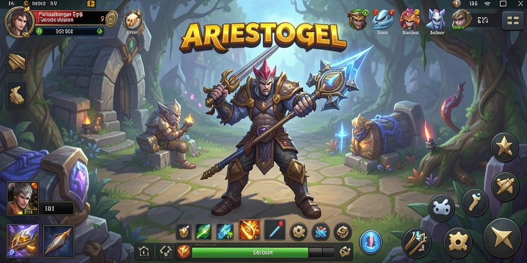 Screenshot ARIESTOGEL menampilkan pertarungan epik antara karakter di dunia RPG.
