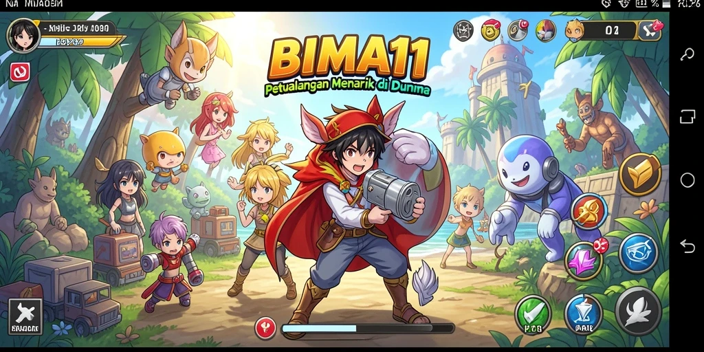 Tampilan gameplay seru BIMA11 dengan karakter Anime yang menarik.