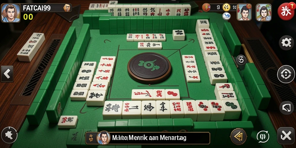 Tampilan gameplay menarik dari FATCAI99 yang menunjukkan strategi Mahjong.