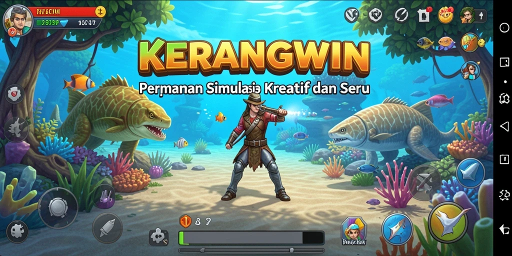 Tampilan gameplay seru dari KERANGWIN saat menjelajahi lautan.