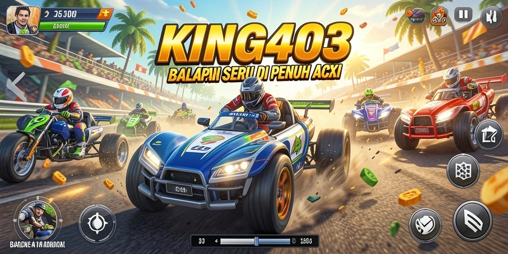 Screenshot gameplay KING403 yang menampilkan balapan mendebarkan.