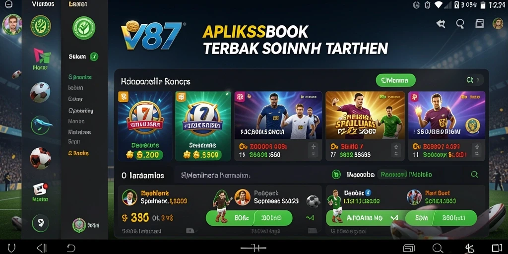 Tampilan gameplay V87 yang menampilkan berbagai pilihan taruhan olahraga.