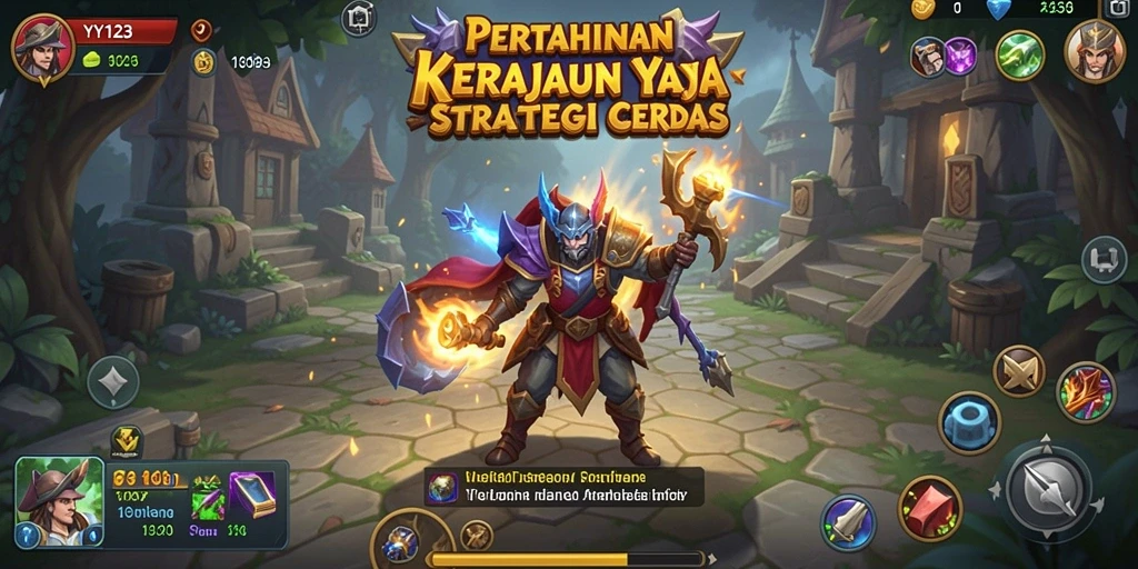 Tangkapan layar YY123 menunjukkan aksi seru dalam permainan Tower Defense.